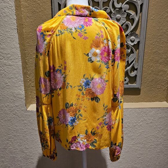 FARM Rio XL Floral Blouse Women Boho Tropical Festival Cottagecore Statement Top - Picture 4 of 12